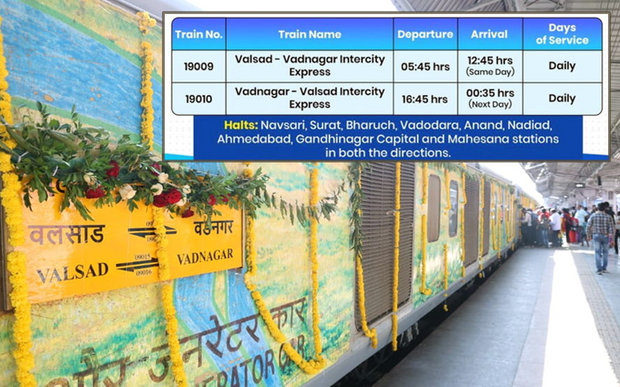 NEW DAILY INTERCITY EXPRESS BETWEEN VALSAD-VADNAGAR